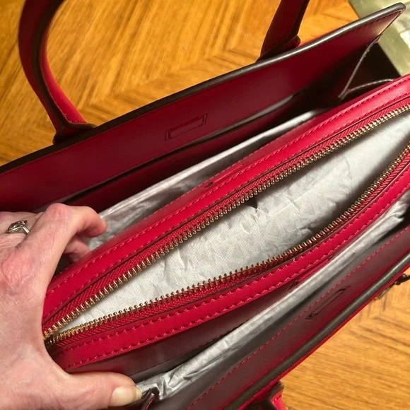 New Michael Kors Cherry Red Satchel - Picture 14 of 15
